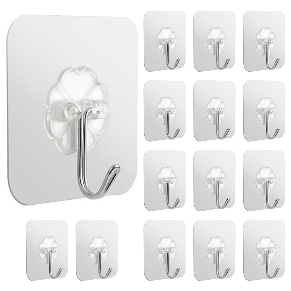 Transparent Self-Adhesive Hooks (Pack of 12)