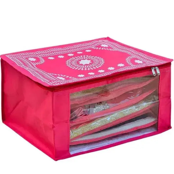 Warli Printed Canvas Saree Organiser